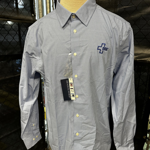 Devon & Jones Mens, Dress Shirt, LS, French Blue w/ Herringbone pattern