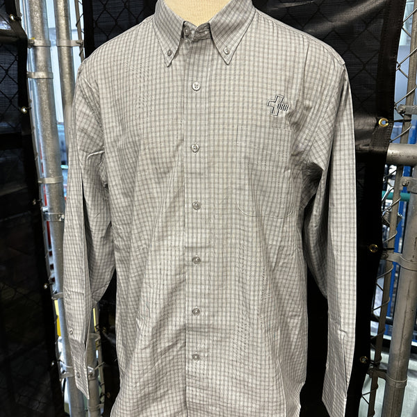 Port Authority Men's Dress Shirt, Charcoal Gray w/ Black Check
