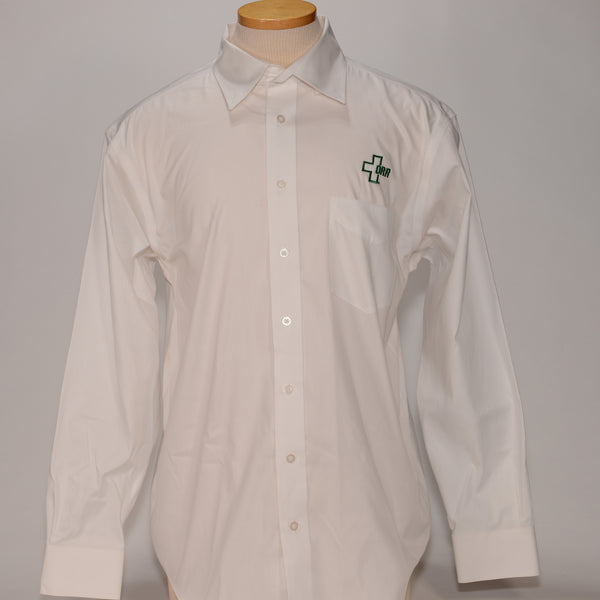 Chestnut Hill Men's Dress Shirt, White w/ Green Logo
