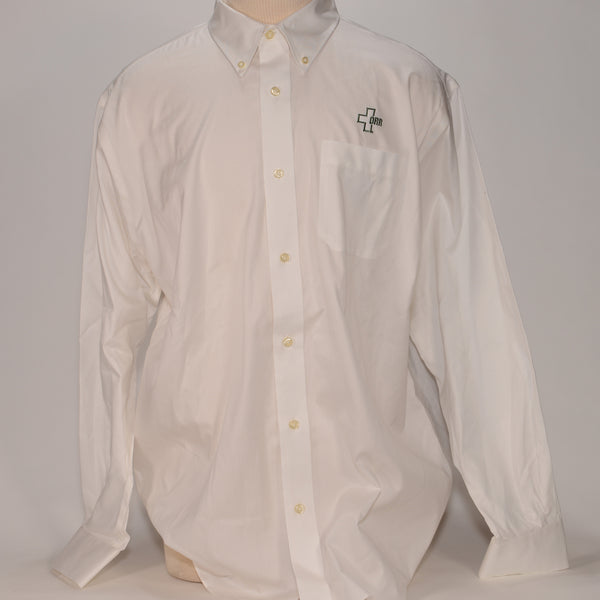 Devon Jones Men's Dress Shirt, White w/ Green Logo
