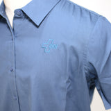 Port Authority Women's Oxford Shirt, SS, Regatta Blue w/Matching Logo - SKU 2026