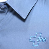 Port Authority Women's Oxford Shirt, SS, Regatta Blue w/Matching Logo - SKU 2026