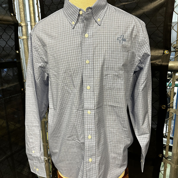 Port Authority Men's Dress Shirt, Blue w/ Navy Check - SKU 2078