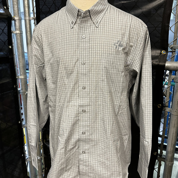 Port Authority Men's Dress Shirt, Charcoal Gray w/ Black Check - SKU 2079