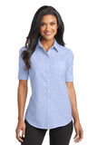 Port Authority Women's Oxford, SS, Blue w/Light Blue Logo - SKU 2024