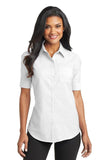 Port Authority Women's Oxford, SS, White w/Mint-Black Logo - SKU 2023