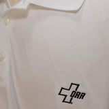 Nike Men's Polo, White w/ Diamond Pattern and Black Logo - SKU 2022