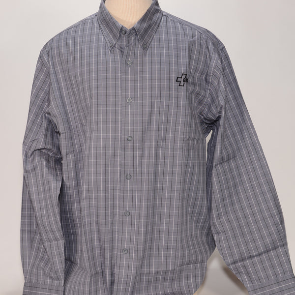 Port Authority Men's Dress Shirt, Deep Gray w/ Black & White Check - SKU 2042