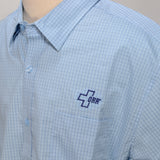 Port Authority Men's Dress Shirt, Light Blue w/ Small Check Blue Buttons - SKU 2040