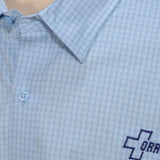 Port Authority Men's Dress Shirt, Light Blue w/ Small Check Blue Buttons - SKU 2040