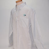 Port Authority Men's Dress Shirt, White w/ green, blue, gray check - SKU 2068
