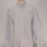 Port Authority Men's Dress Shirt, LS, White w/multi-line check, gray logo - SKU 2039