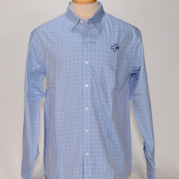 Red House Men's Dress Shirt, LS, Light Blue w/check - SKU 2045