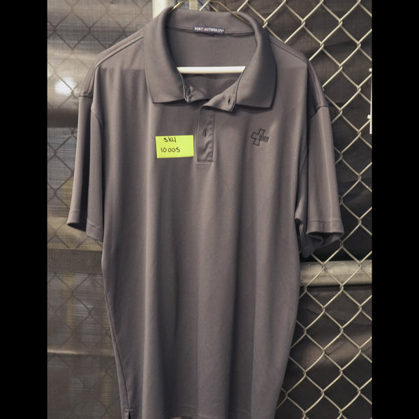 Port Authority Polo, Dark Gray w/ Diagonal Design, Men's XL