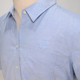 Port Authority Women's Oxford, SS, Blue w/Light Blue Logo - SKU 2024